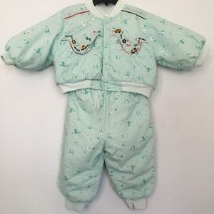 Green puffy bomber matching set 18mo